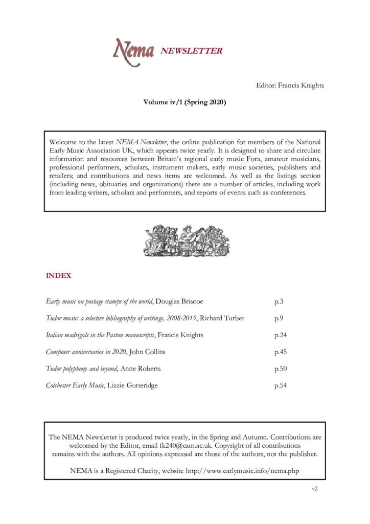 thumbnail of NEMA Newsletter iv/1 (Spring 2020)